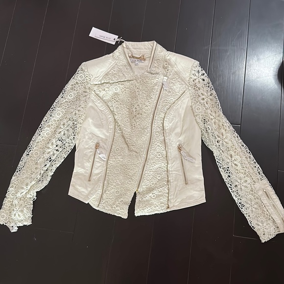 love studio Jackets & Coats Faux Leather Lace Jacket Poshmark